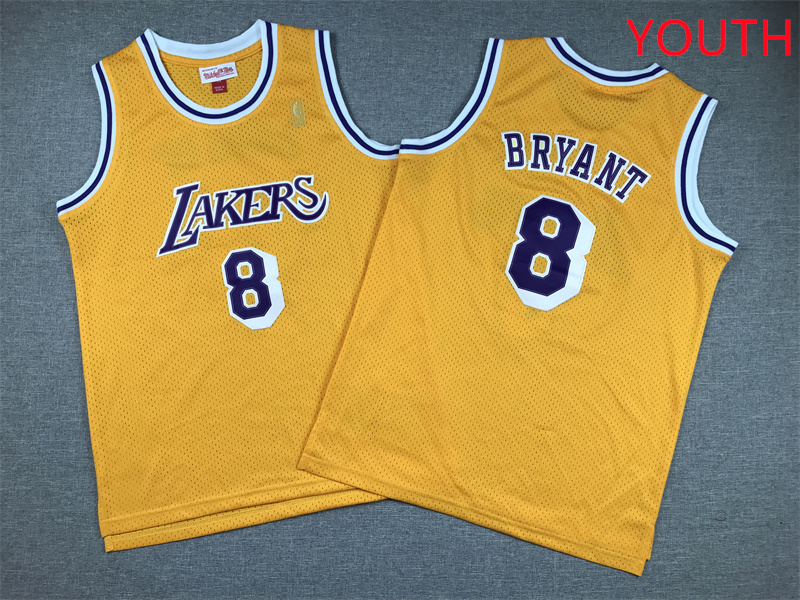 Youth Los Angeles Lakers #8 Bryant Yellow 2025 NBA Jersey style 2